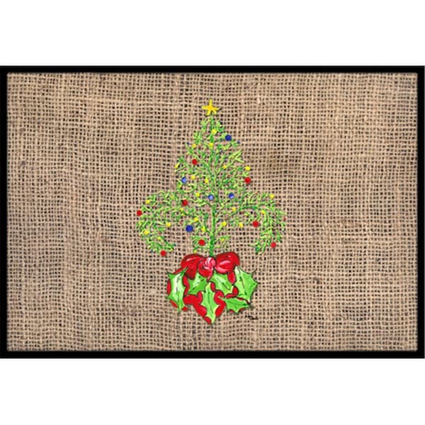 Carolines Treasures Christmas Tree Fleur de lis Indoor Or Outdoor Mat - 18 x 27 in. 8745MAT - main